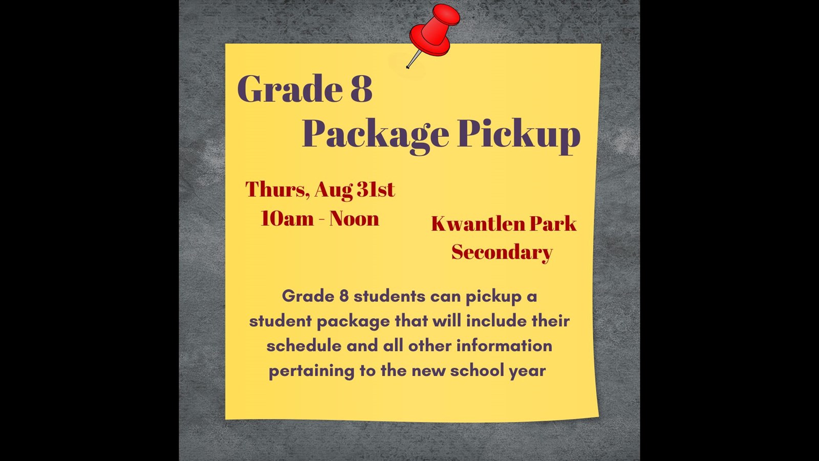 Grade 8 Package Pickup